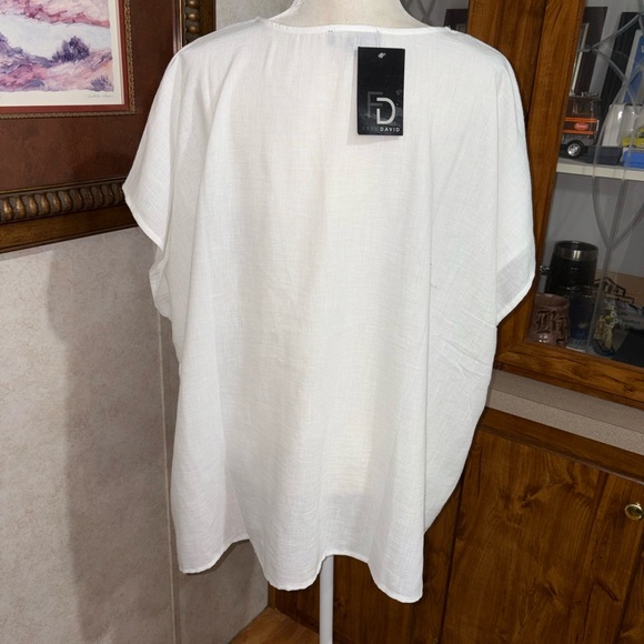 NWT Fred David size 3x white sleeveless fitted shirt with embroidery lightweight - Picture 5 of 5